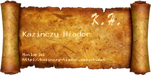 Kazinczy Hiador névjegykártya
